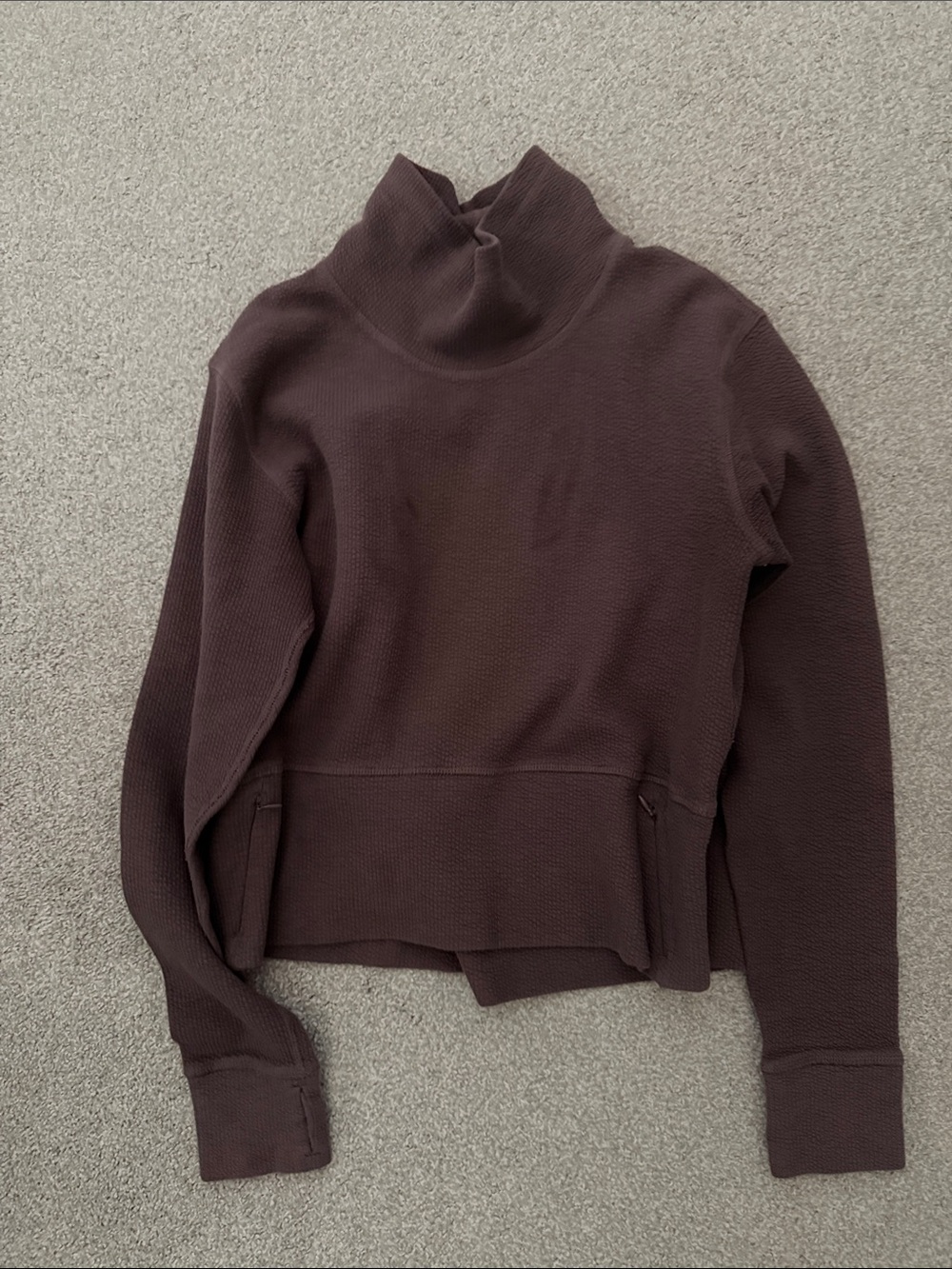 90 Degree By Reflex Dark Brown Funnel Neck Cropped Sweater